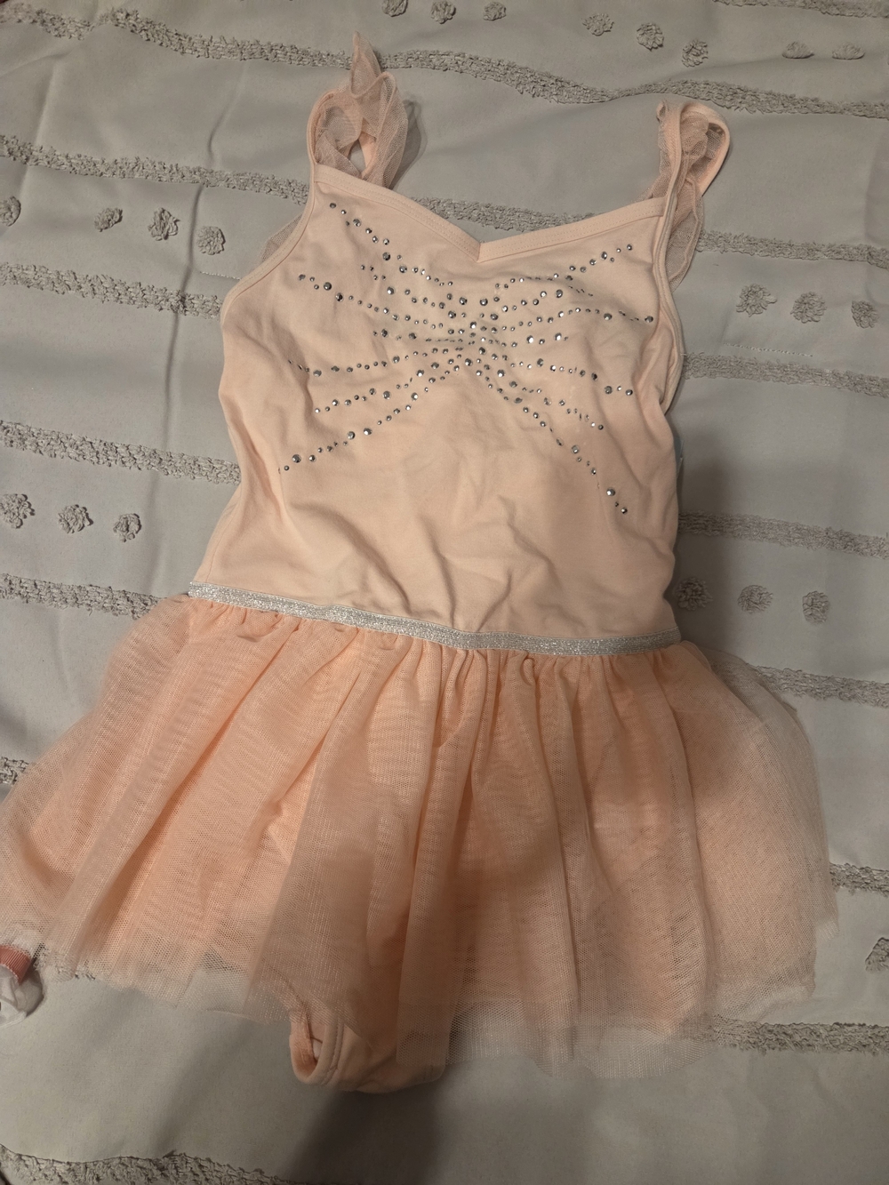Cat & Jack Peach Tulle Ballet Tutu Dress with Rhinestones